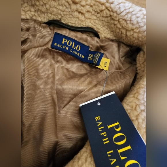 $398 NWT POLO RALPH LAUREN Women's XXL Moto Sherpa Fleece Jacket Leather Trim - Picture 5 of 13